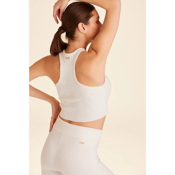 NWT Alala Goddess Cashmere Sleeveless Racerback Knit Crop Tank Top Bone Small - Picture 6 of 6